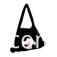 bolso negro de felpa con cabeza de panda plush black bag with panda head